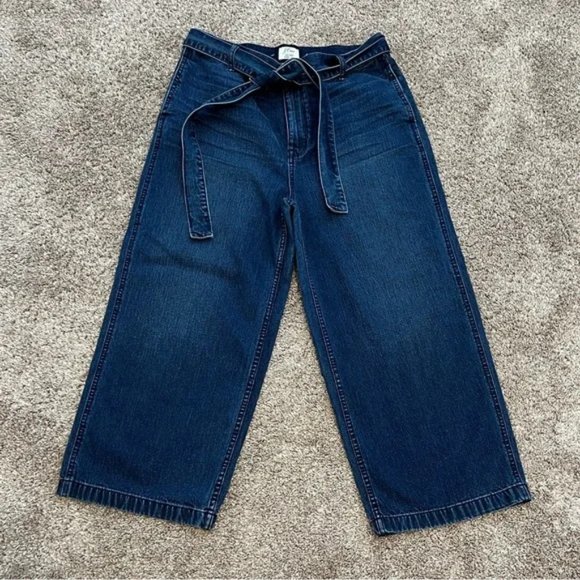 J. Crew Rayner Cropped Wide Leg Jeans Dark Wash 31 Self Belt NWT - Picture 2 of 10